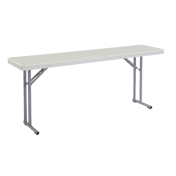 National Public Seating Rectangle Seminar Table, 18" W, 72" L, 29-1/2" H, Blow-molded plastic Top, Speckled Gray - BT1872