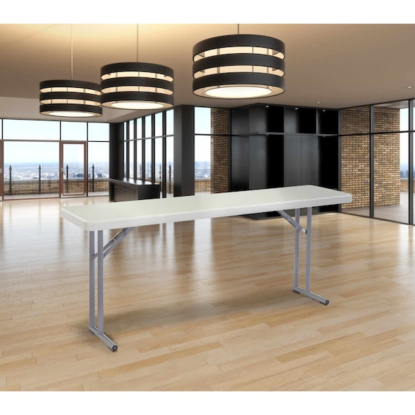 National Public Seating Rectangle Seminar Table, 18" W, 72" L, 29-1/2" H, Blow-molded plastic Top, Speckled Gray - BT1872