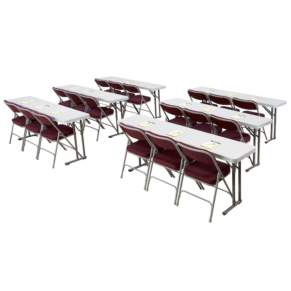 National Public Seating Rectangle Seminar Table, 18" W, 72" L, 29-1/2" H, Blow-molded plastic Top, Speckled Gray - BT1872