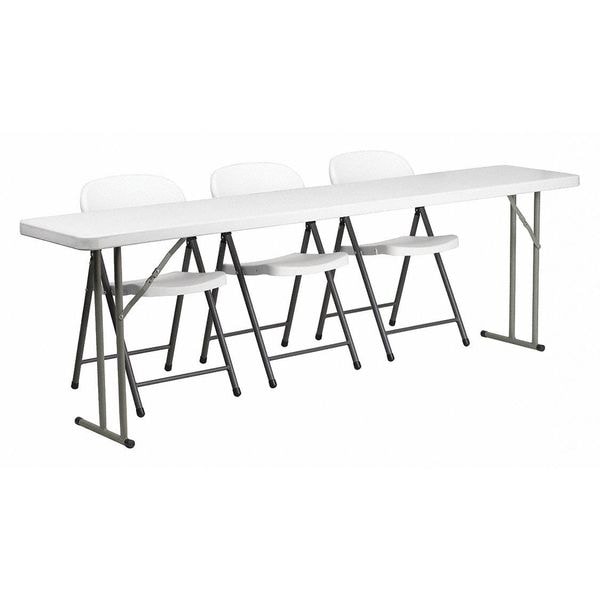 Flash Furniture Rectangle Table Set, 18" W, 96" L, 29" H, Plastic Top, White - RB-1896-2-GG