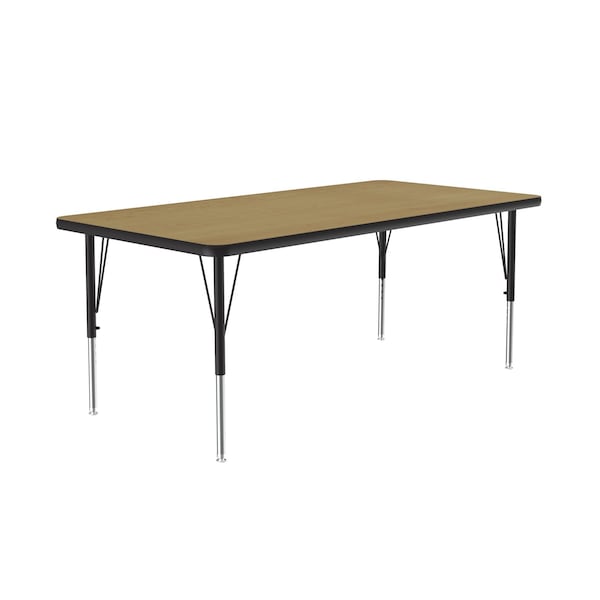 Correll Rectangle Adjustable Height Activity Kids School Table, 30" W, 60" L, 19" to 29" H, Fusion Maple - A3060-REC-16