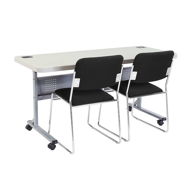 National Public Seating Rectangle Training Table, 24" W, 72" L, 29-1/2" H, Lightweight HDPE Blow Molded Plastic Top - BPFT-2472