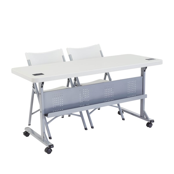 National Public Seating Rectangle Training Table, 24" W, 72" L, 29-1/2" H, Lightweight HDPE Blow Molded Plastic Top - BPFT-2472