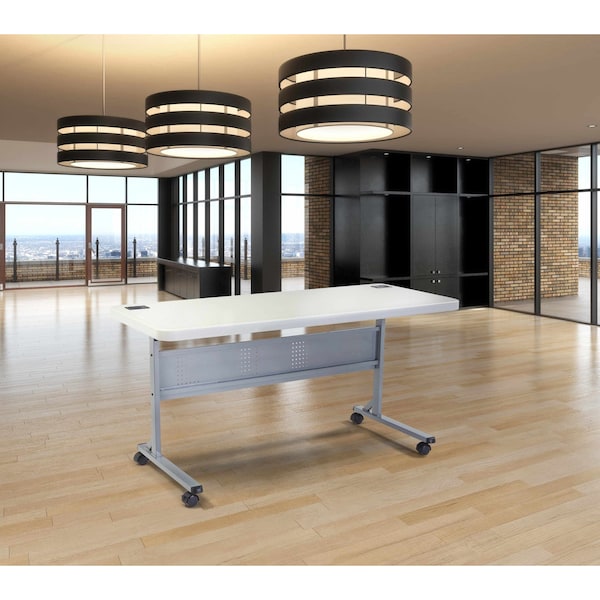 National Public Seating Rectangle Training Table, 24" W, 72" L, 29-1/2" H, Lightweight HDPE Blow Molded Plastic Top - BPFT-2472