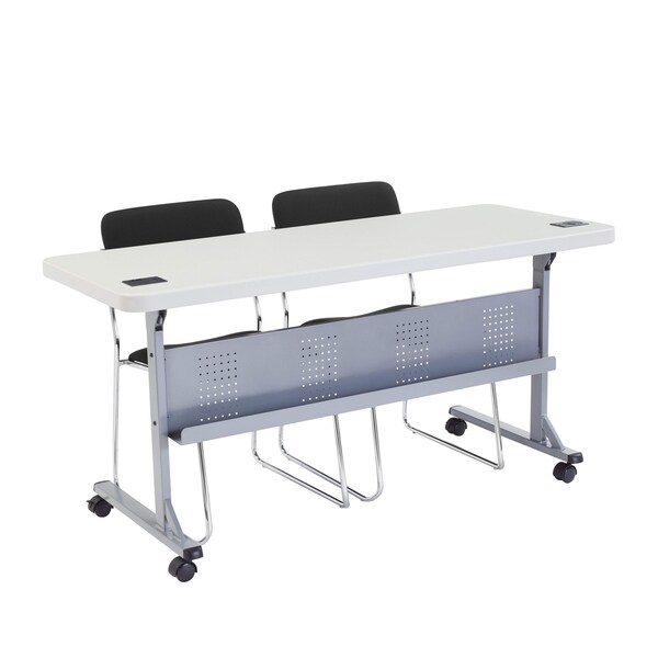 National Public Seating Rectangle Training Table, 24" W, 72" L, 29-1/2" H, Lightweight HDPE Blow Molded Plastic Top - BPFT-2472