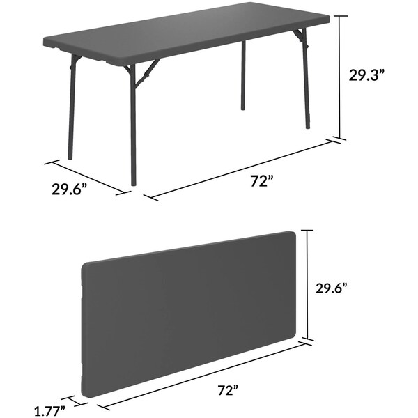 Zown Folding Table, Resin, Commercial, 72" x 30", Grey Color - 60526SGY1E