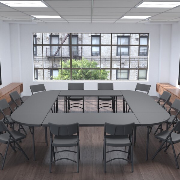 Zown Folding Table, Resin, Commercial, 72" x 30", Grey Color - 60526SGY1E