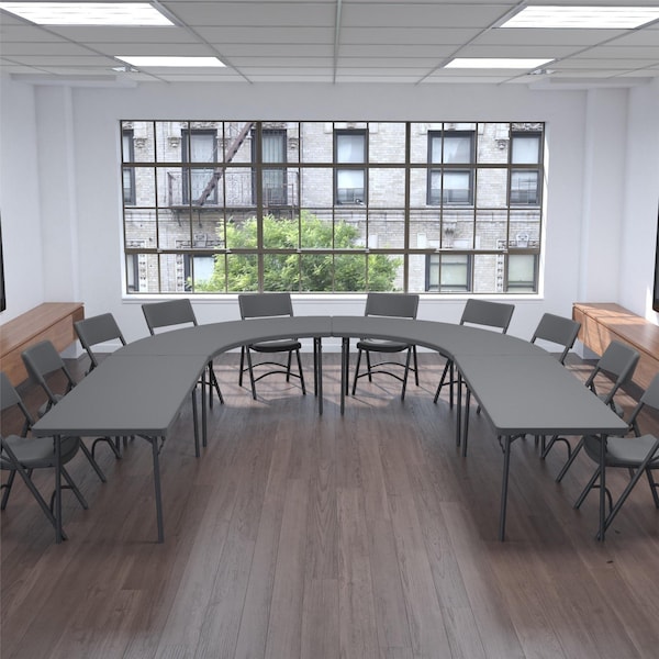 Zown Folding Table, Resin, Commercial, 72" x 30", Grey Color - 60526SGY1E