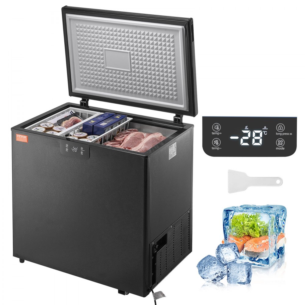 VEVOR Chest Freezer, 7 Cu.ft / 198 L Compact Deep Freezer, Free Standing Top Open Door Compact Freezers with 2 Removable Baskets & Adjustable Thermostat, Energy Saving & Low Noise, Black - JYLJ5CFTHS008WIPCV1