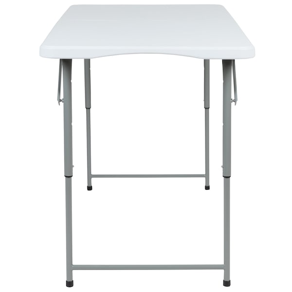 Flash Furniture 4-Foot Height Adjustable Bi-Fold Granite White Plastic Folding Table - RB-2448ADJ-2-GG