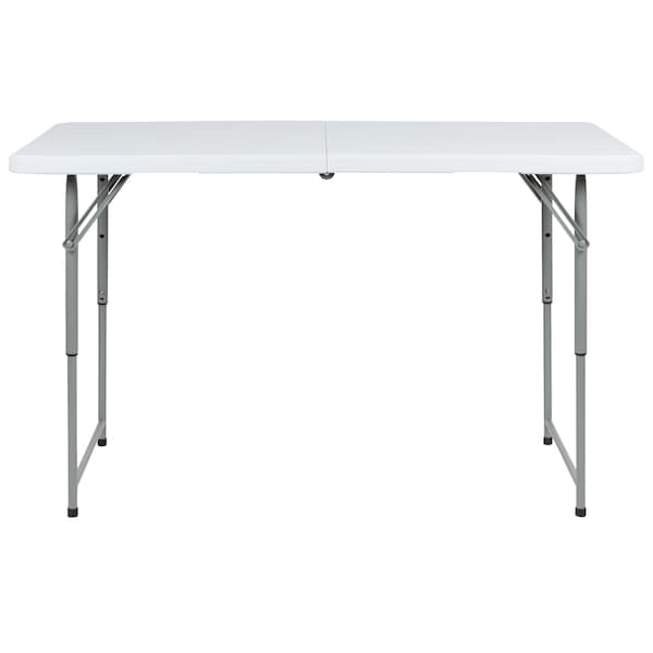 Flash Furniture 4-Foot Height Adjustable Bi-Fold Granite White Plastic Folding Table - RB-2448ADJ-2-GG