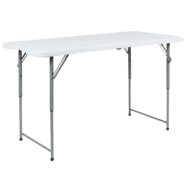 Flash Furniture 4-Foot Height Adjustable Bi-Fold Granite White Plastic Folding Table - RB-2448ADJ-2-GG