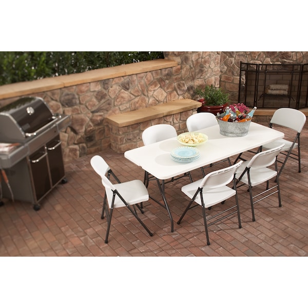 Bridgeport Folding Table, Blow Mold Table, Fold In Half, 72" x 30", White Color - C678BP14WSP1