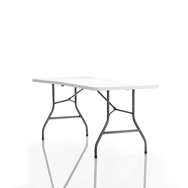 Bridgeport Folding Table, Blow Mold Table, Fold In Half, 72" x 30", White Color - C678BP14WSP1