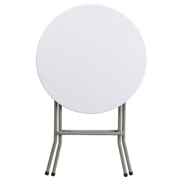 Flash Furniture Round Wh 24Rnd Plastic Fold Table, 24" W, 24" L, 29.375" H, Granite White - DAD-YCZ-80R-1-SM-GW-GG