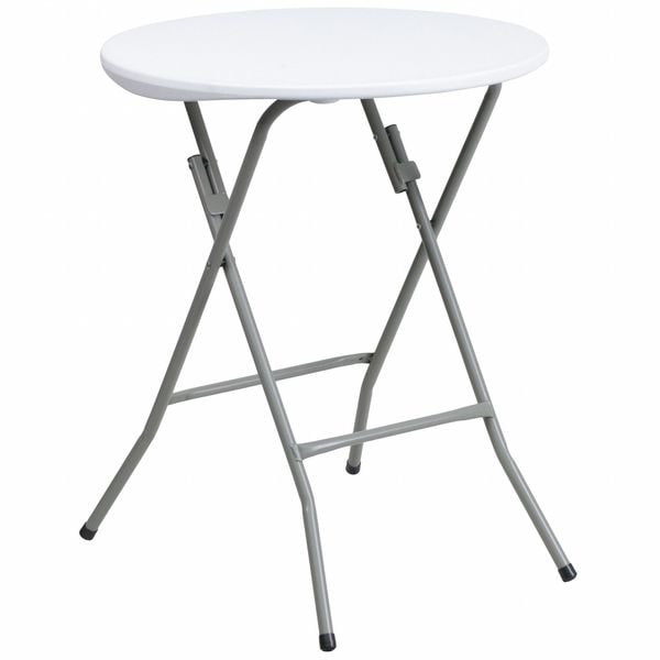 Flash Furniture Round Wh 24Rnd Plastic Fold Table, 24" W, 24" L, 29.375" H, Granite White - DAD-YCZ-80R-1-SM-GW-GG