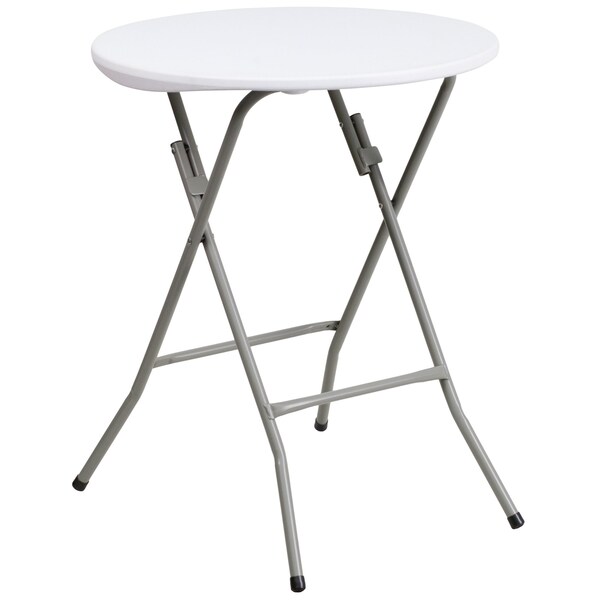 Flash Furniture Round Wh 24Rnd Plastic Fold Table, 24" W, 24" L, 29.375" H, Granite White - DAD-YCZ-80R-1-SM-GW-GG