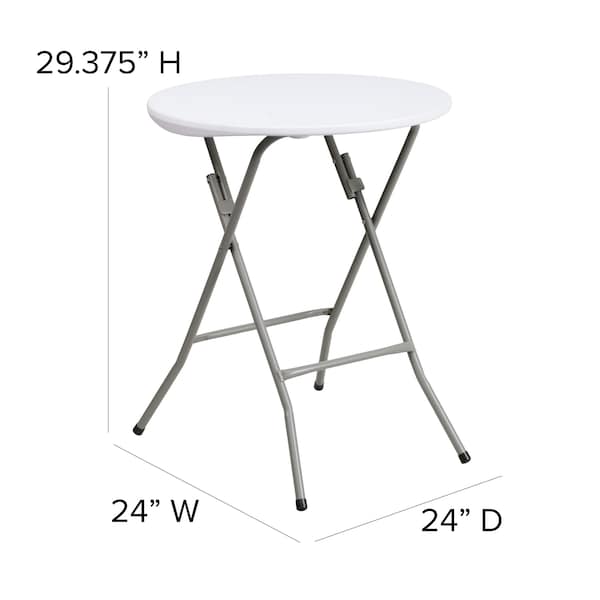 Flash Furniture Round Wh 24Rnd Plastic Fold Table, 24" W, 24" L, 29.375" H, Granite White - DAD-YCZ-80R-1-SM-GW-GG
