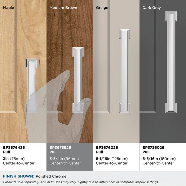 Amerock Appoint 3-3/4 in 96 mm Center-to-Center Polished Chrome Cabinet Pull - BP3675926