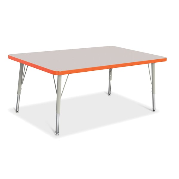 Jonti-Craft Berries Rectangle Activity Table, 30 in. x 48 in., E-height, Freckled Gray/Orange/Gray - 6473JCE114