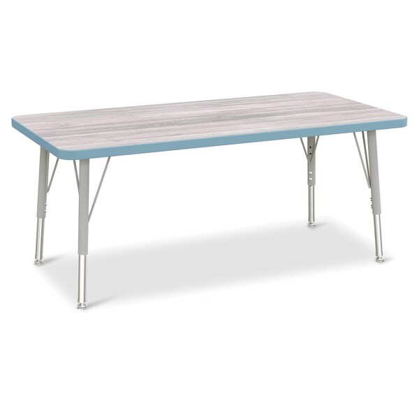 Jonti-Craft Berries Rectangle Activity Table, 24 in. x 48 in., E-height, Driftwood Gray/Coastal Blue/Gray - 6403JCE452