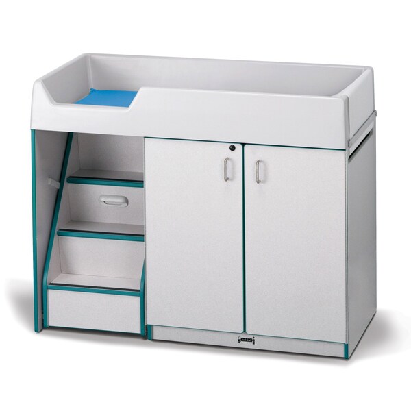 Jonti-Craft Rainbow Accents Diaper Changer with Stairs, Left, Teal - 5145JC005