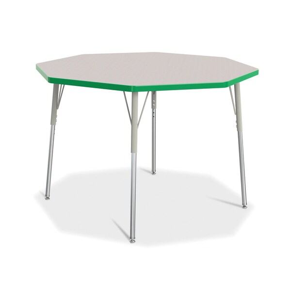 Jonti-Craft Berries Octagon Activity Table, 48 in. x 48 in., A-height, Freckled Gray/Green/Gray - 6428JCA119