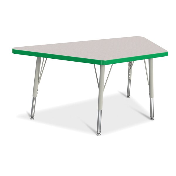 Jonti-Craft Berries Trapezoid Activity Tables, 24 in. x 48 in., E-height, Freckled Gray/Green/Gray - 6438JCE119
