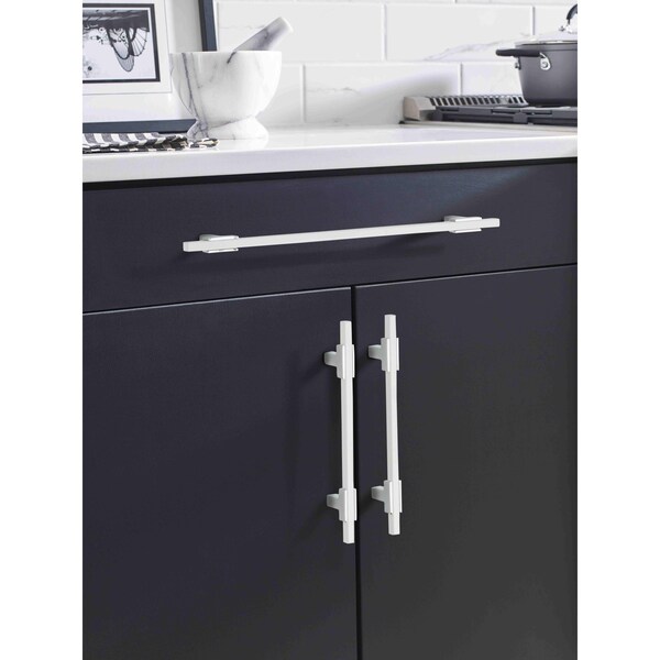 Amerock Urbanite 5-1/16 in 128 mm Center-to-Center Polished Chrome/White Cabinet Pull - BP77812826WHT