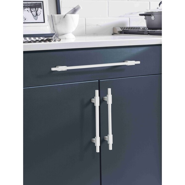 Amerock Urbanite 5-1/16 in 128 mm Center-to-Center Polished Chrome/White Cabinet Pull - BP77812826WHT