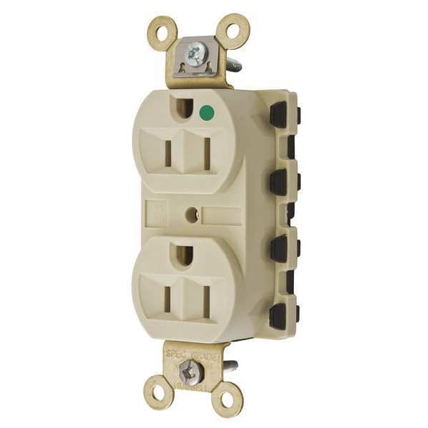 Hubbell 15A Duplex Modular Receptacle 125VAC 5-15R IV - SNAP8200IA