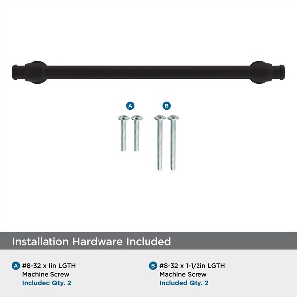 Amerock Winsome 7-9/16 in 192 mm Center-to-Center Matte Black Cabinet Pull - BP36768FB