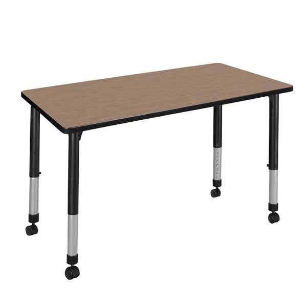 Regency Kee Height Adjustable Mobile Classroom Activity Table, 42 in W, 30 in L, Noble Oak - MT4230NOAPCBK
