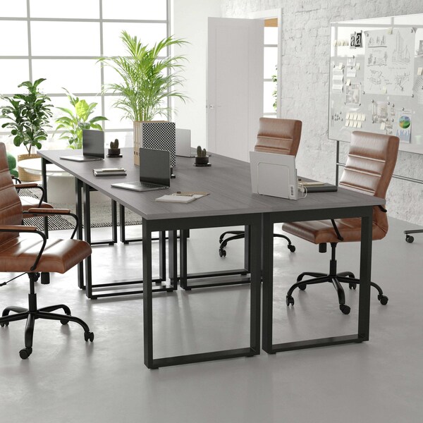 Flash Furniture Redmond 60x24 Conf Tbl w/1in. Thick Dbl Sided Laminate Tbl Top w/PVC and U-Frame Steel Bse, Gry Oak - MT-M6024-LTGRY-UBF-GG