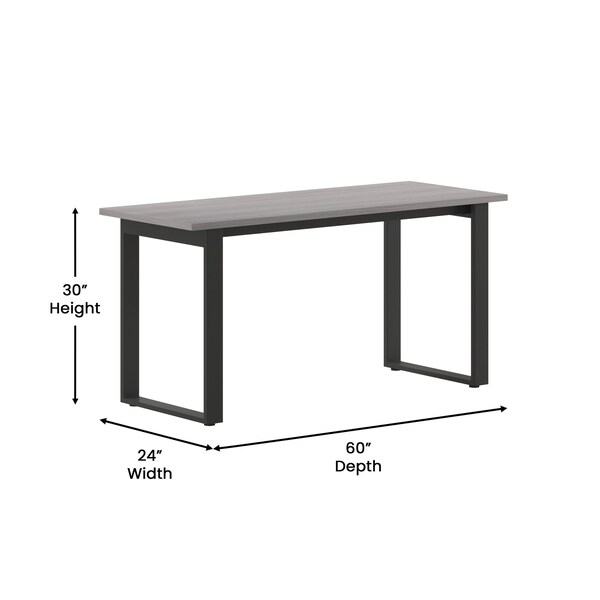 Flash Furniture Redmond 60x24 Conf Tbl w/1in. Thick Dbl Sided Laminate Tbl Top w/PVC and U-Frame Steel Bse, Gry Oak - MT-M6024-LTGRY-UBF-GG