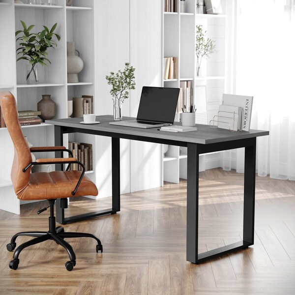 Flash Furniture Redmond 60x24 Conf Tbl w/1in. Thick Dbl Sided Laminate Tbl Top w/PVC and U-Frame Steel Bse, Gry Oak - MT-M6024-LTGRY-UBF-GG