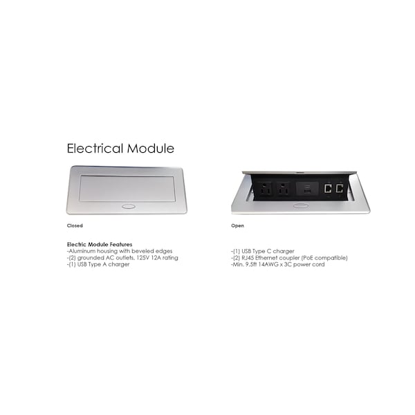 Skutchi Designs 33.5 in W, 59.5 in L, 29 in H, Engineered Wood Top, White - HAR-AREC-34X60-DOU-ELEC-WHCYPRESS
