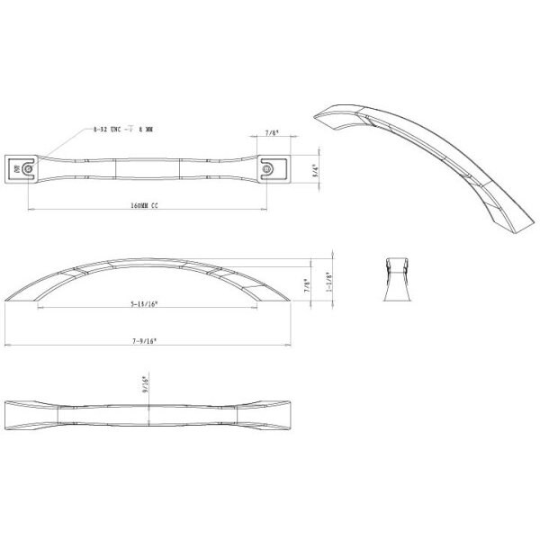 Jeffrey Alexander 160 mm Center-to-Center Satin Bronze Flared Philip Cabinet Pull - 767-160SBZ