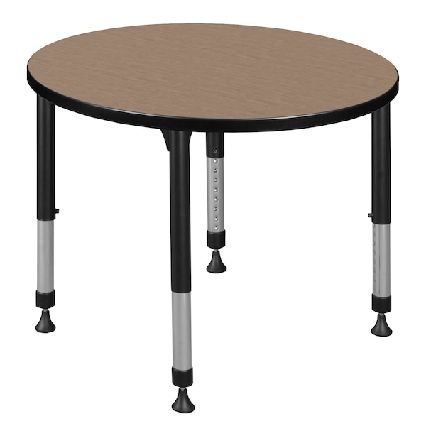Regency Round Kee Height Adjustable Classroom Activity Table, 30 in W, 30 in L, Noble Oak - TB30RNDNOAPBK
