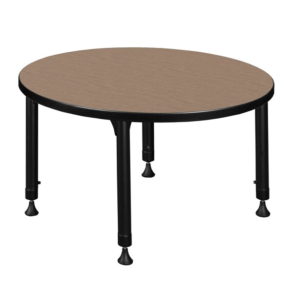 Regency Round Kee Height Adjustable Classroom Activity Table, 30 in W, 30 in L, Noble Oak - TB30RNDNOAPBK