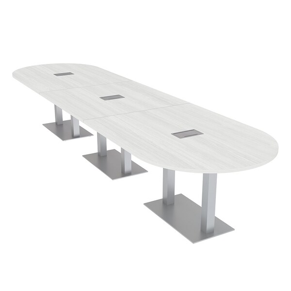 Skutchi Designs 45 in W, 165.75 in L, 29 in H, Engineered Wood Top, White - HAR-RAC-46X168-DOU-ELEC-WHCYPRESS