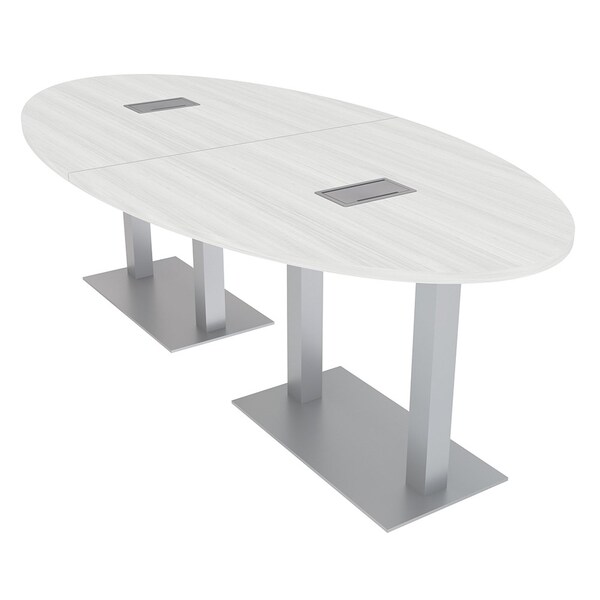 Skutchi Designs 45 in W, 96 in L, 29 in H, Engineered Wood Top, White - HAR-OVL-46X93-DOU-ELEC-WHCYPRESS