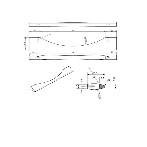 Richelieu 6 5/16 in (160 mm) Center-to-Center Brushed Nickel Contemporary Drawer Pull - 5873200195