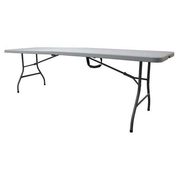 Zoro Select Rectangle Folding Table, 30" W, 96" L, 29" H, Blow Molded Polyethylene Top, Gray - 13V436