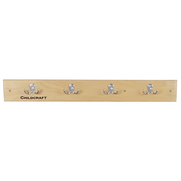 Childcraft Wall Mount Coat Rack Strip, 4 Hooks, 29-3/4 x 1-7/8 x 4 Inches - 2020854