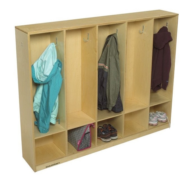 Childcraft Coat Locker, 5 Sections, 53-3/4 x 9-5/8 x 42 Inches - 271555
