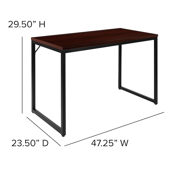 Flash Furniture Commercial Grade Industrial Style Office Desk, 47" Length, Mahogany - GC-GF156-12-MHG-GG