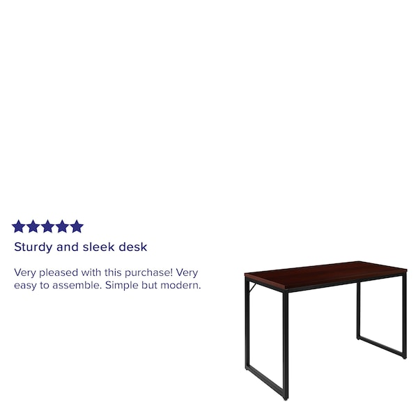 Flash Furniture Commercial Grade Industrial Style Office Desk, 47" Length, Mahogany - GC-GF156-12-MHG-GG