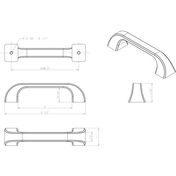 Jeffrey Alexander 96 mm Center-to-Center Polished Chrome Square Marlo Cabinet Pull - 972-96PC