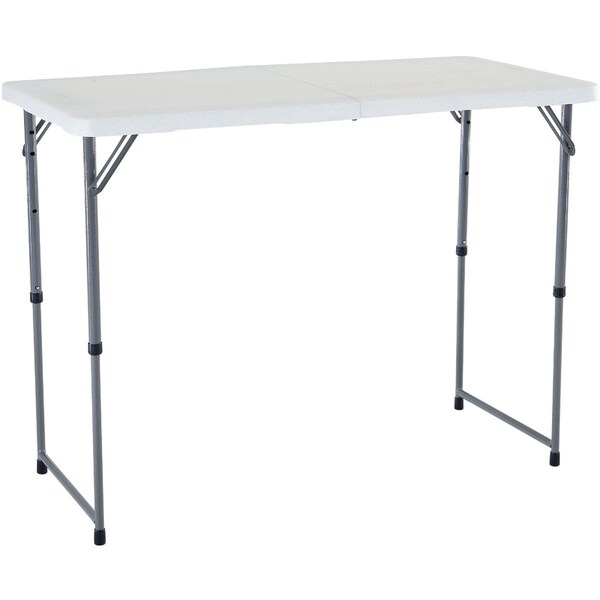 Lifetime 4 Ft. x 24 In. White Granite Light Commercial Fold-In-Half Table - 4428